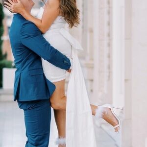 White dress with bow train